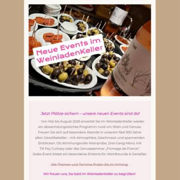 Neue Events im Wein­la­den­Kel­ler